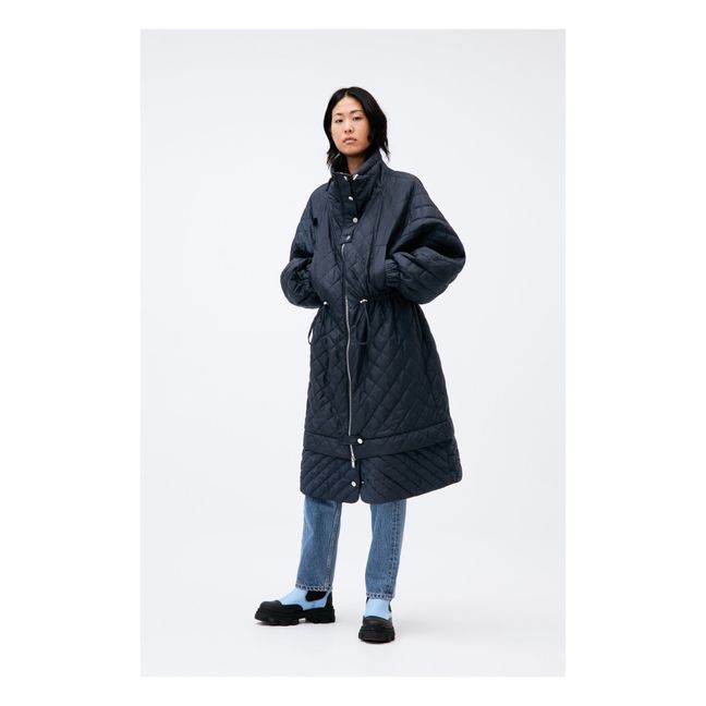 Recycled Polyester Quilted Parka Azul Marino