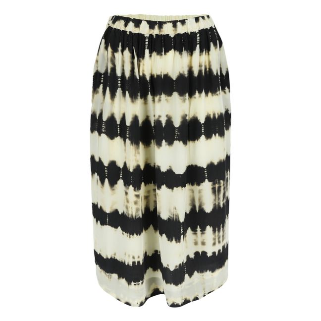 Alica Modal Horizontal Stripe Silk Skirt Crudo