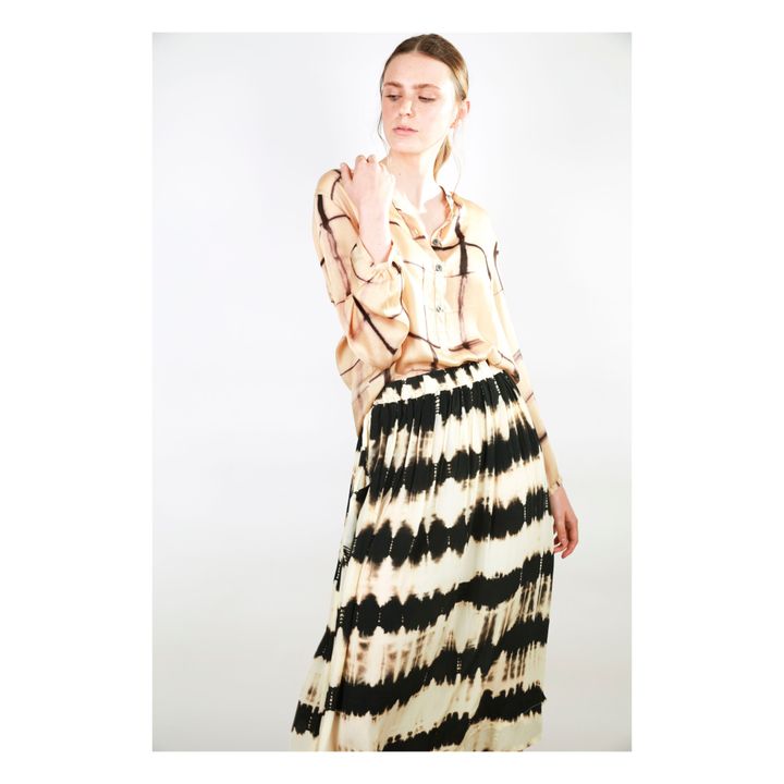 Nous - Alica Modal Horizontal Stripe Silk Skirt - Ecru | Smallable