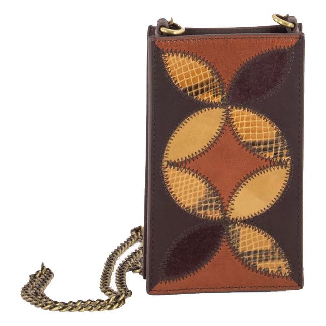 Ama Leather Patch Phone Pouch  Amber