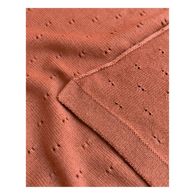 Bibi Merino Wool Pointelle Blanket | Rust