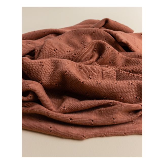 Bibi Merino Wool Pointelle Blanket | Rust