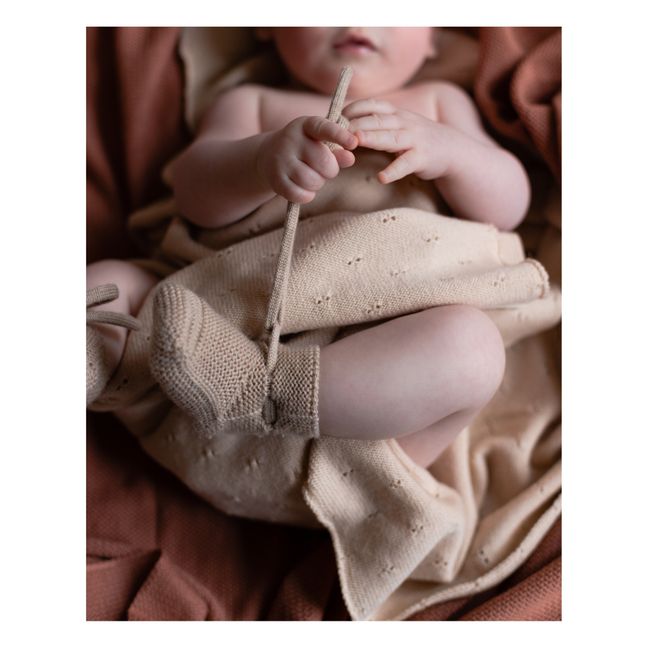 Bibi Merino Wool Pointelle Blanket | Powder pink