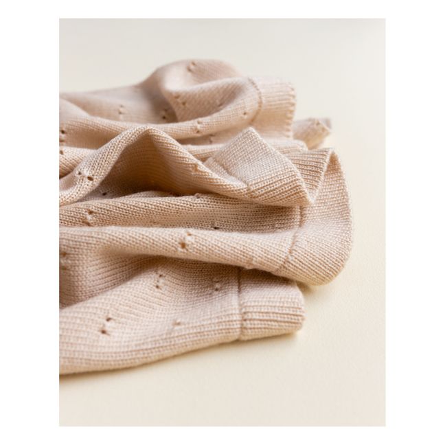 Bibi Merino Wool Pointelle Blanket | Rosa incarnato