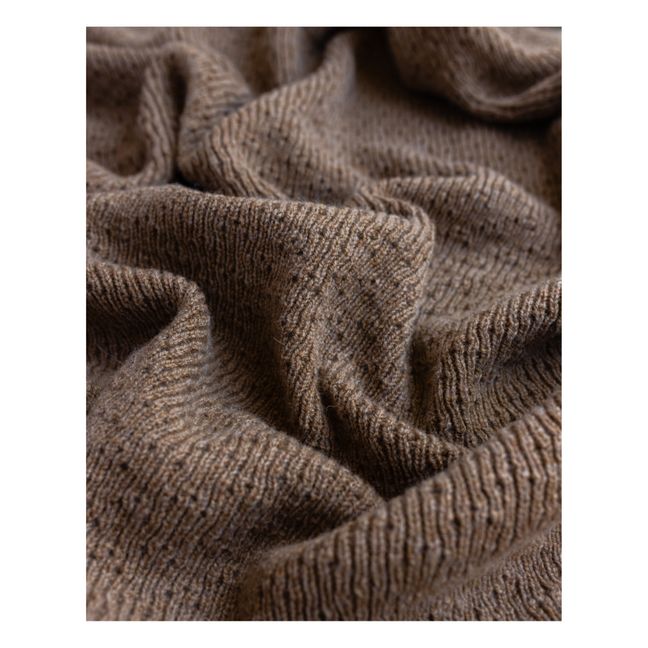Manta de lana virgen Flora | Marrón