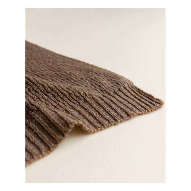 Coperta in lana vergine, modello: Flora | Marrone