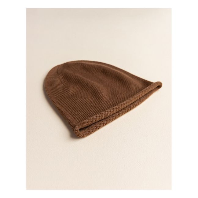 Mütze Efa aus Merinos Schokoladenbraun