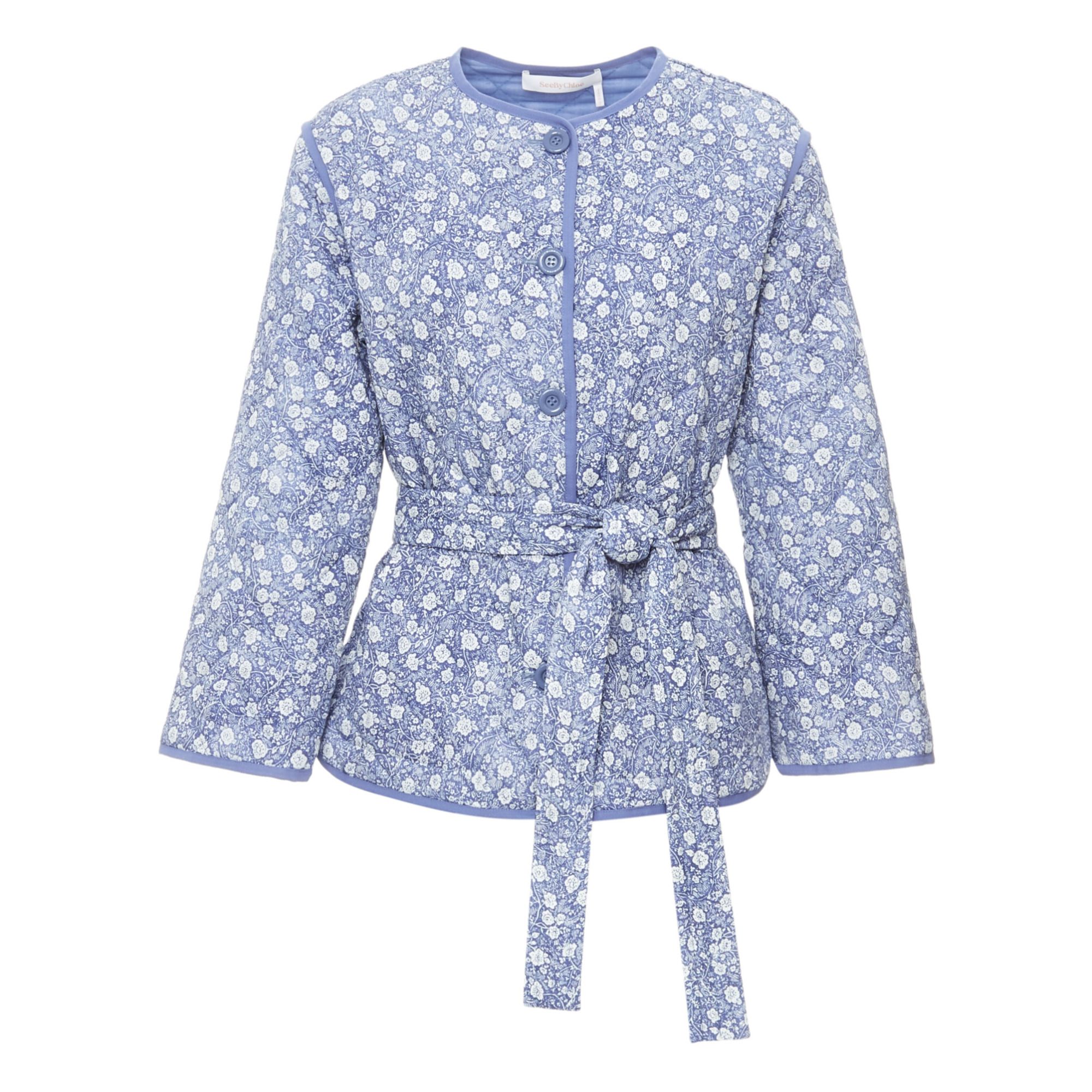 See by Chloé - Veste Matelassée Imprimé Floral - Femme - Bleu
