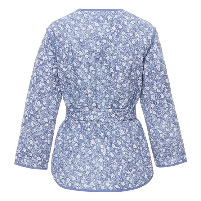Quilted Floral Print Jacket Blue