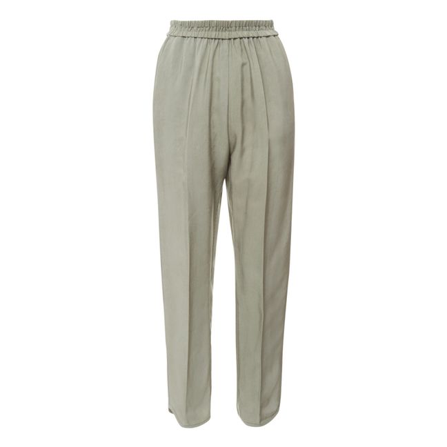 Pantalon Cupro Taille Elastiquée Vert de gris