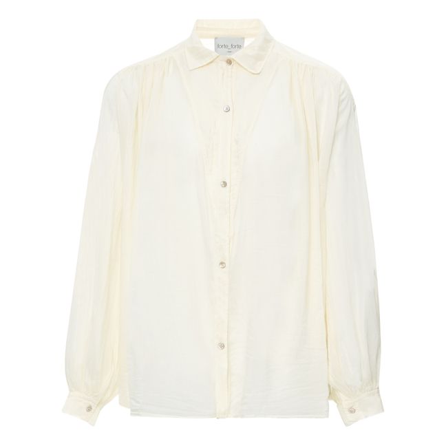Bohemian Cotton and Silk Voile Shirt Marfil