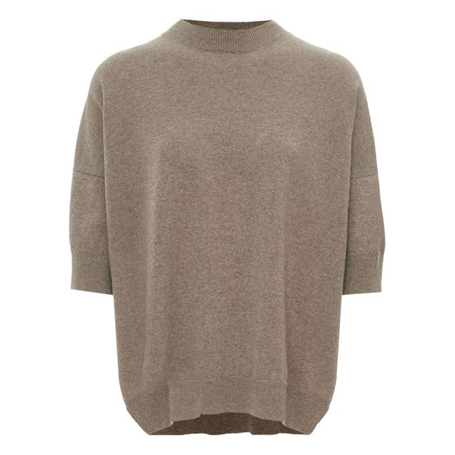 Recycled Cashmere and Merino Wool Jumper Taupe brown