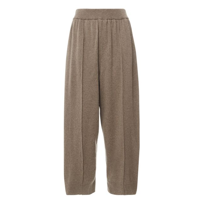 Recycled Cashmere and Merino Wool Knit Trousers Maulwurfsfarben