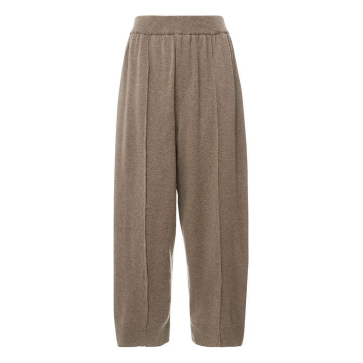 Recycled Cashmere and Merino Wool Knit Trousers Taupe brown Cordera