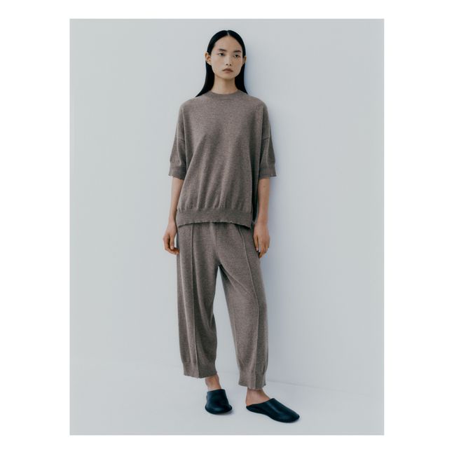 Recycled Cashmere and Merino Wool Knit Trousers Maulwurfsfarben