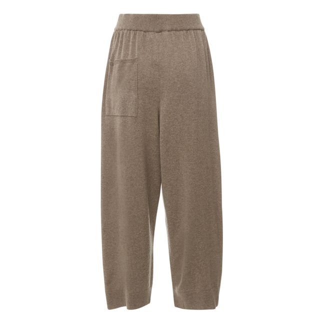 Recycled Cashmere and Merino Wool Knit Trousers Taupe brown