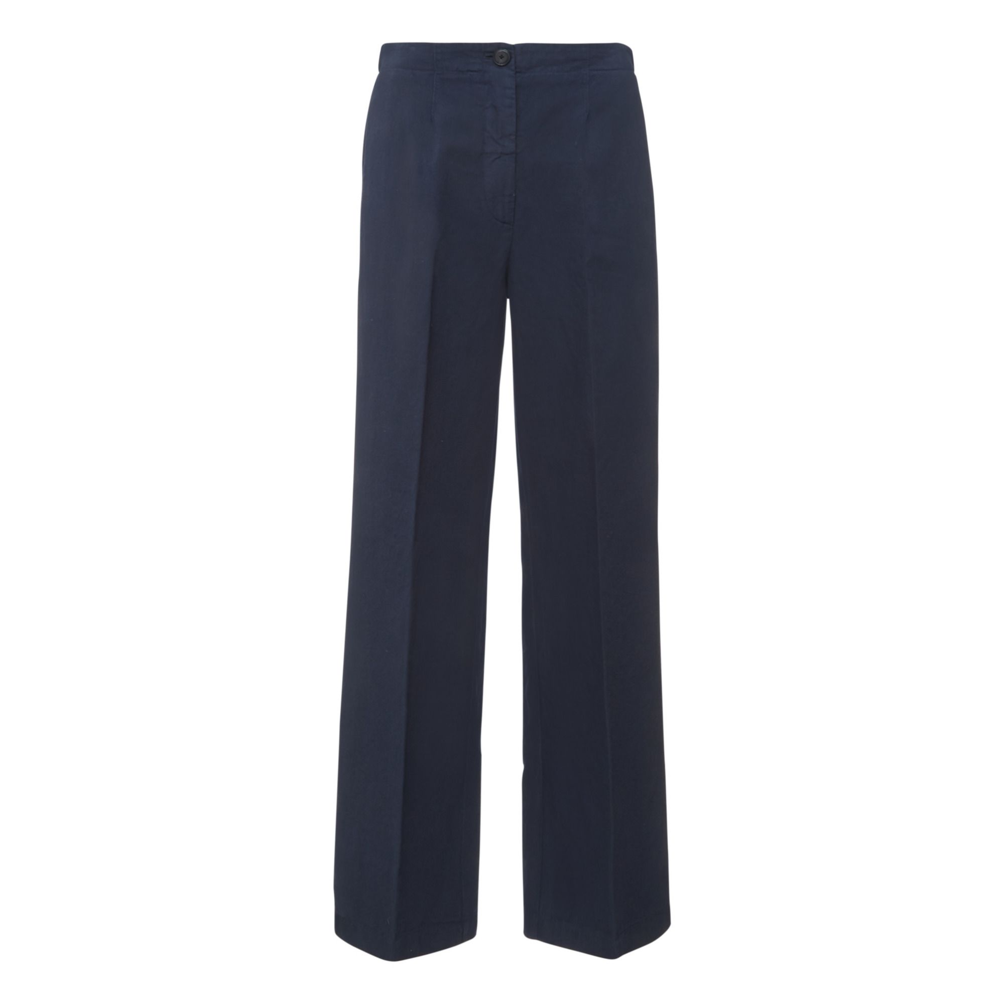 Pomandère - Pantalon Droit Coton et Lin - Femme - Bleu marine