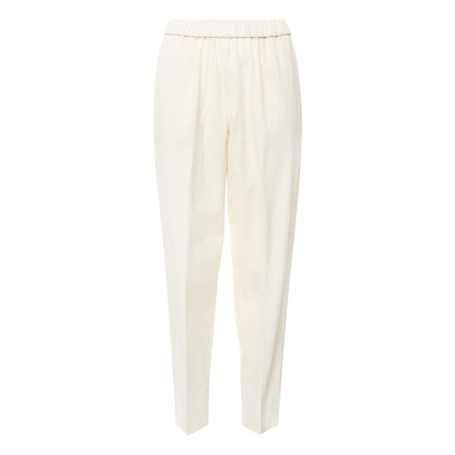 Pantalón cintura elástica Popeline de algodón Crudo