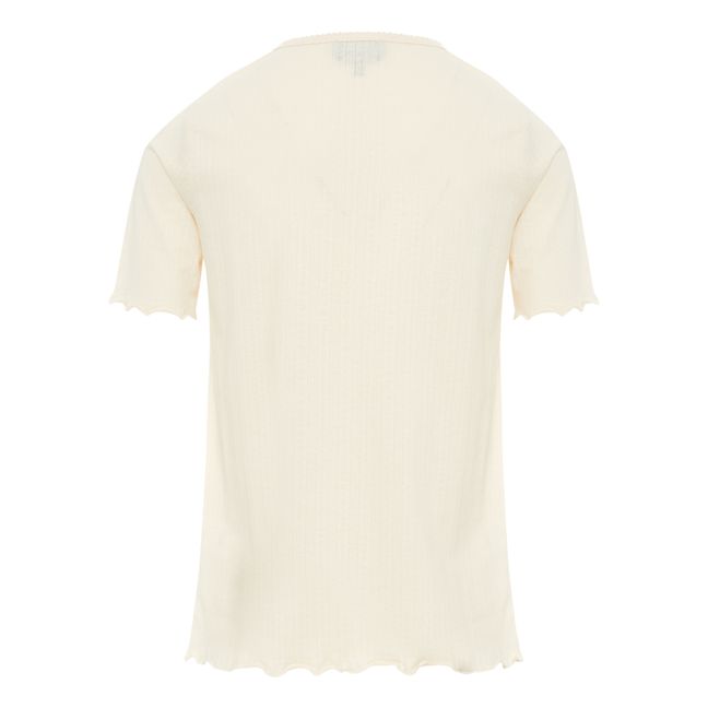 Jeanette Organic Cotton Pointelle Knit T-shirt Crudo