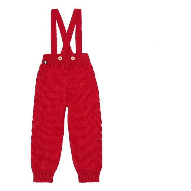 Merino Wool Suspender Trousers Red