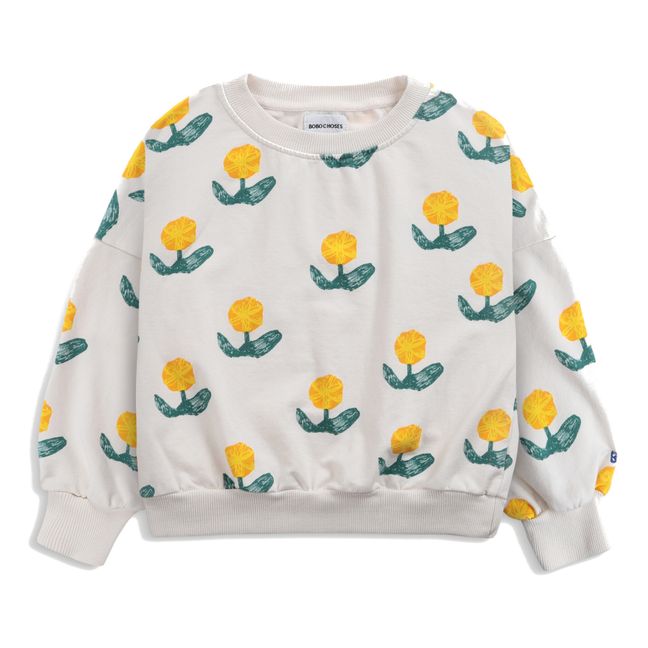 Organic Cotton Flower Sweatshirt Ecru