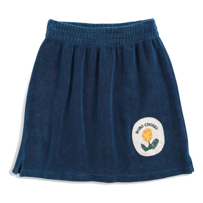 Organic Cotton Terry Cloth Skirt Azul Petróleo