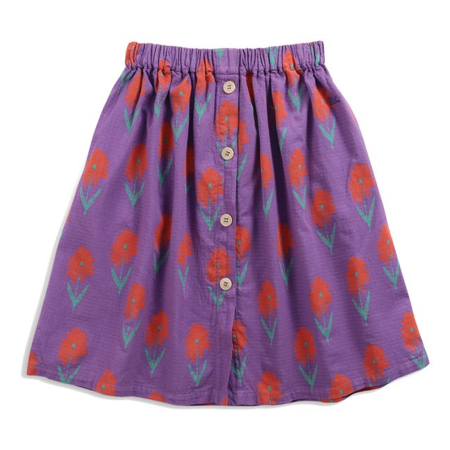 Organic Cotton Flower Midi Skirt Purple