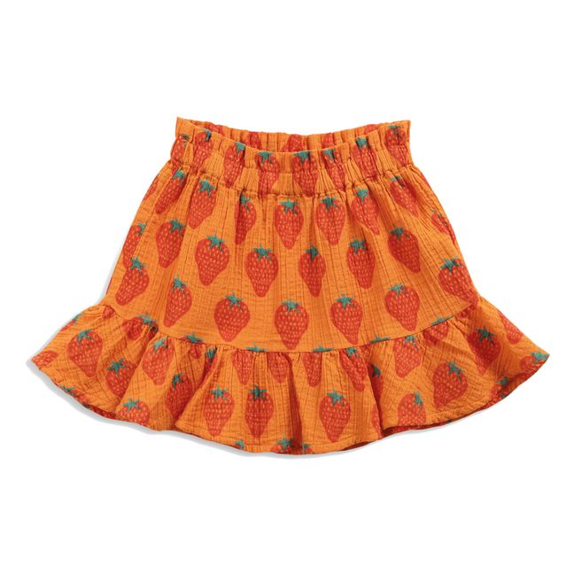 Organic Cotton Muslin Strawberry Skirt Naranja