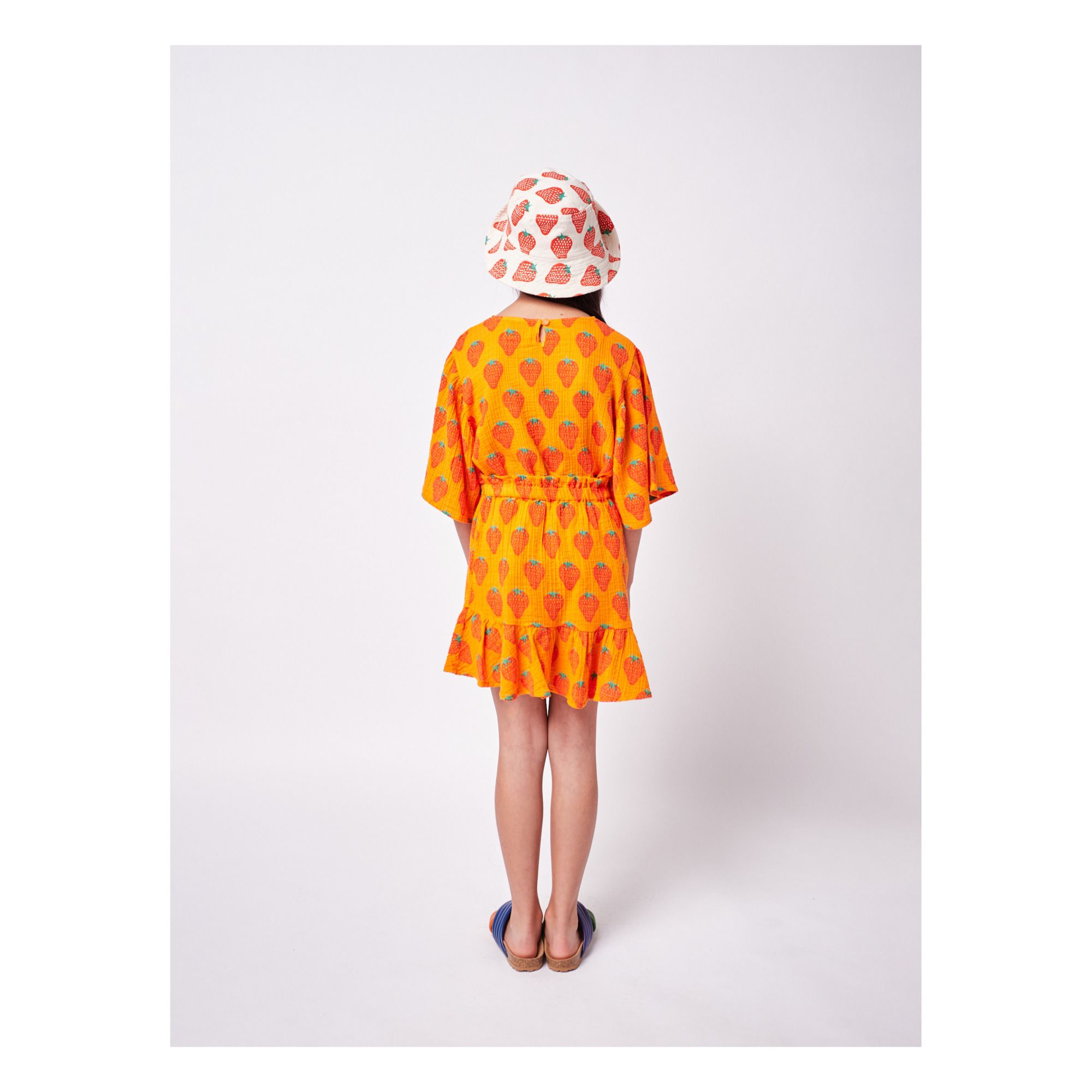 Falda de gasa de algodón orgánico Fresas Naranja- Imagen del producto n°3