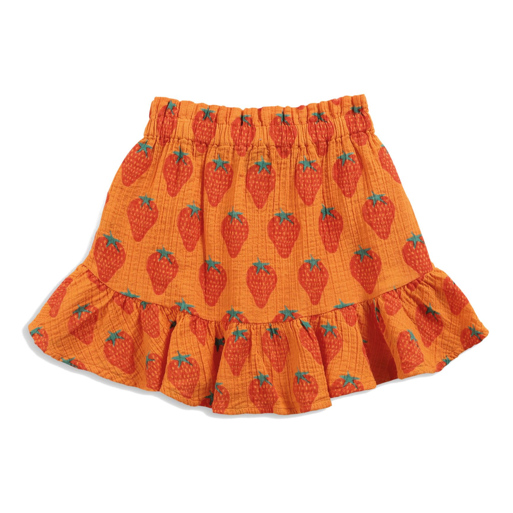 Organic Cotton Muslin Strawberry Skirt Orange- Product image n°4