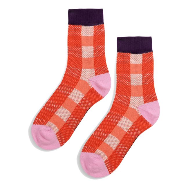 Checked Socks Red