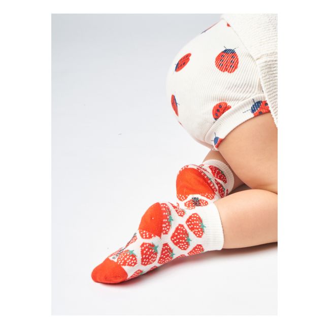 Strawberry Baby Socks Ecru