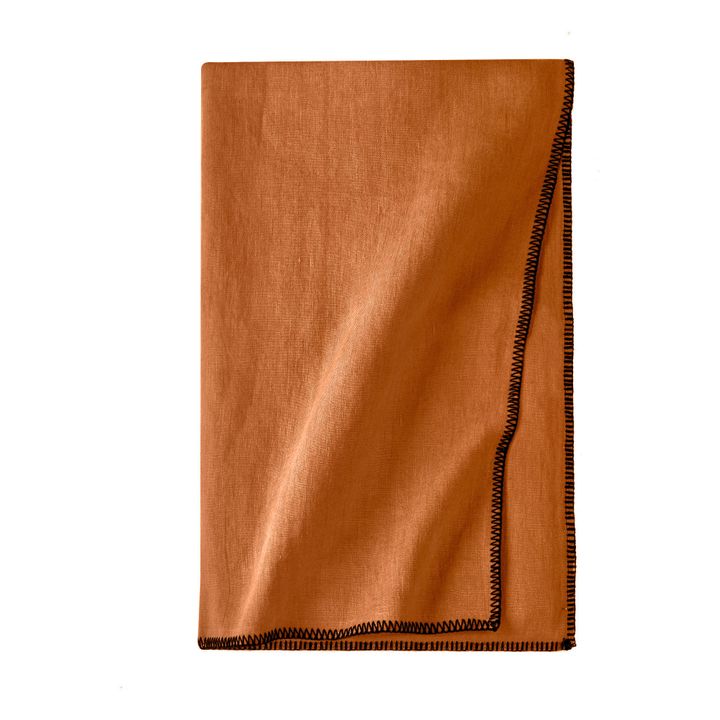 Nappe en Lin lavé-surfilée | Caramel- Image produit n°1