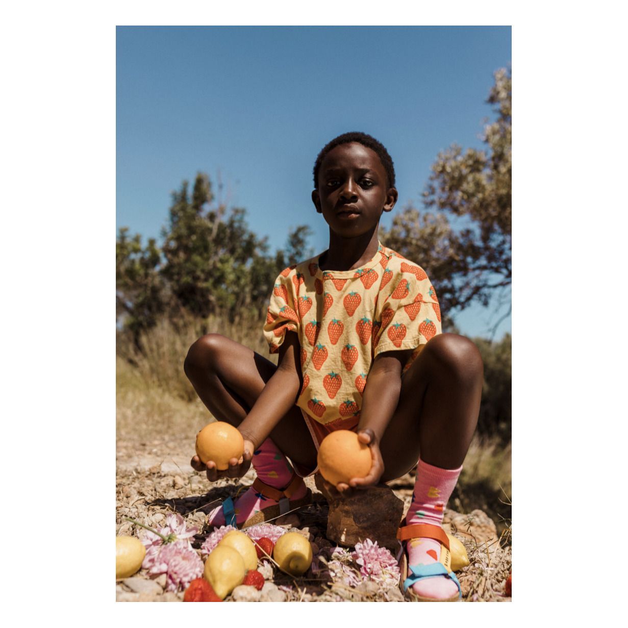 Camiseta de algodón orgánico Fresas Amarillo- Imagen del producto n°2