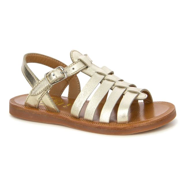 Plagette Strap Sandals | Gold