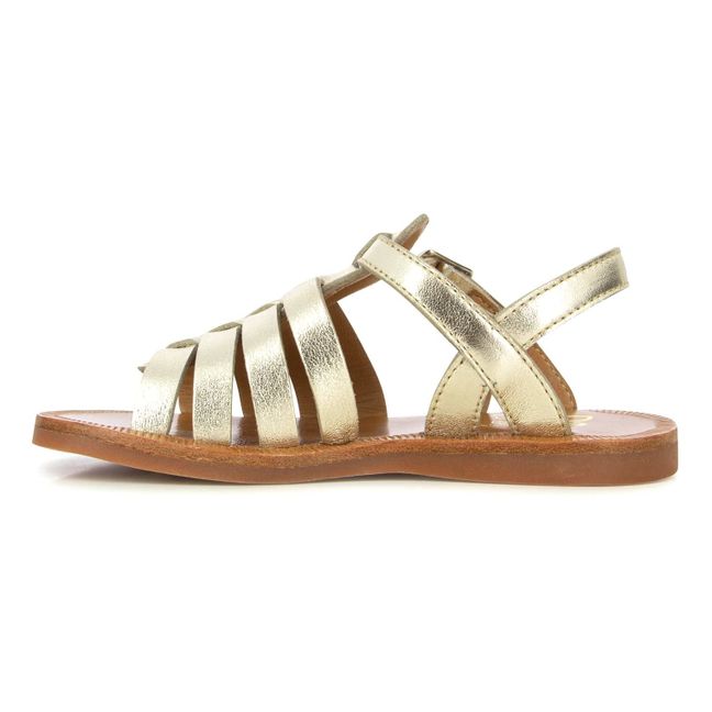 Plagette Strap Sandals | Gold