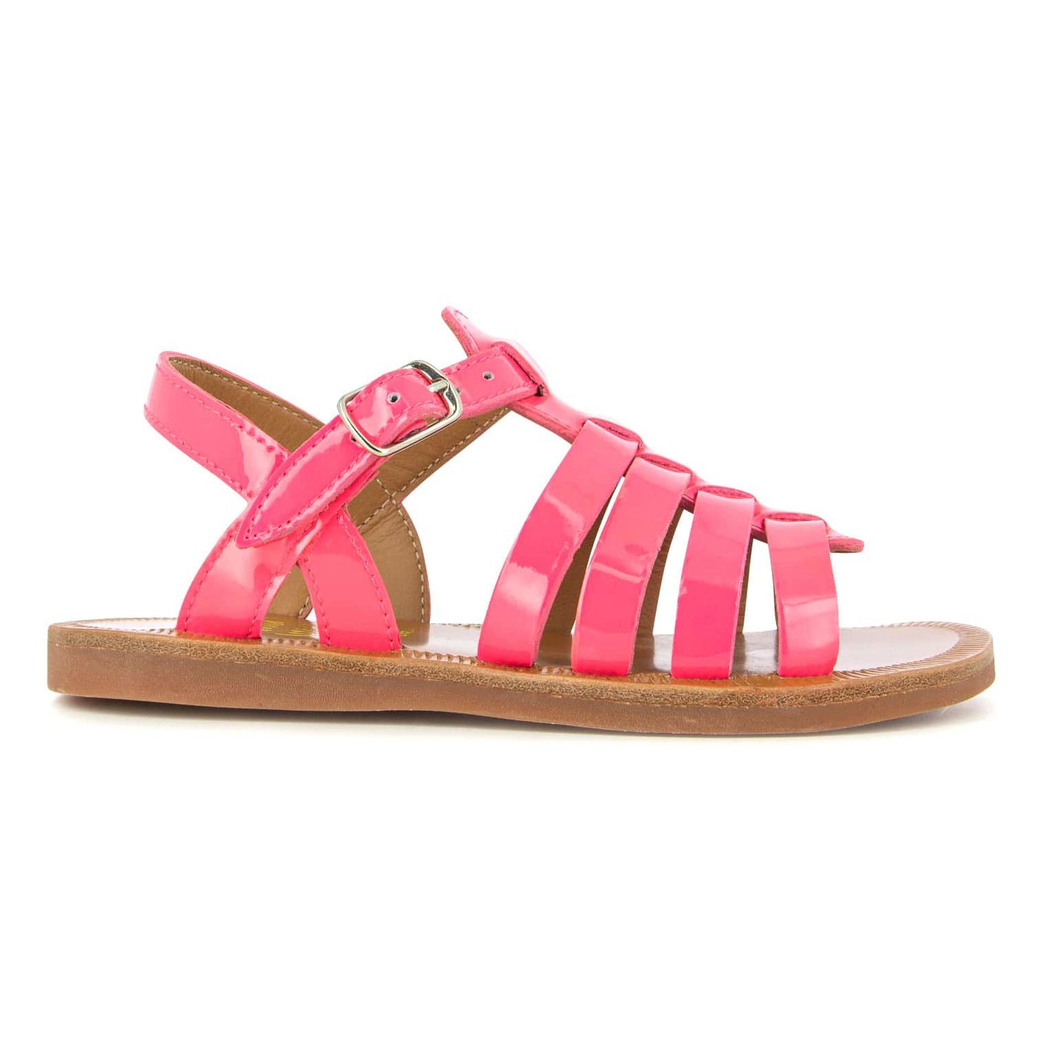 Pom d'Api - Sandales Plagette Strap - Fille - Rose fluo