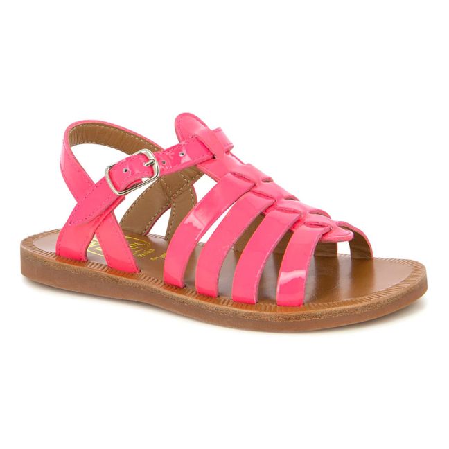 Plagette Strap Sandals Fluorescent pink