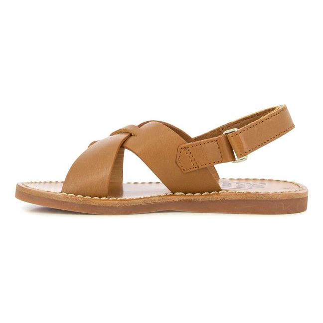 Sandales Stitch Cross | Marron