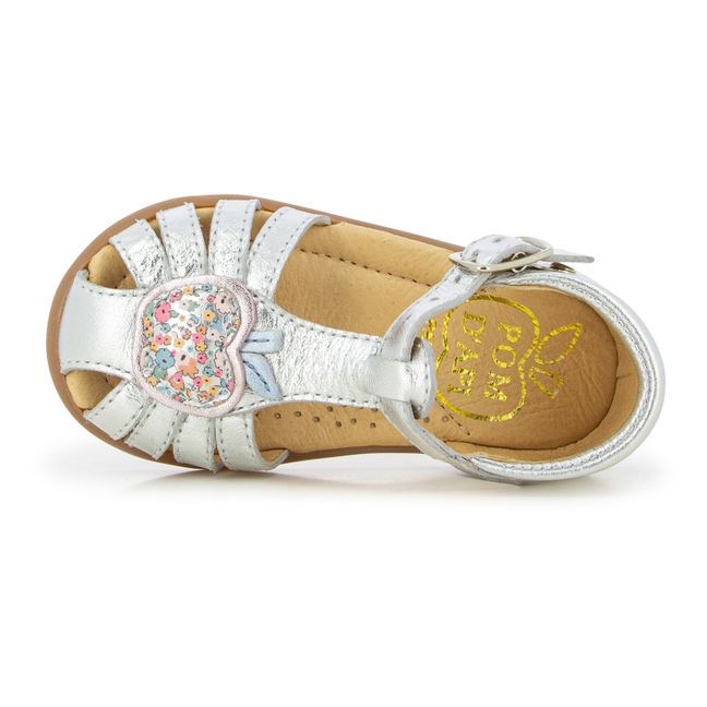 Stand Up Apple Sandals Silver