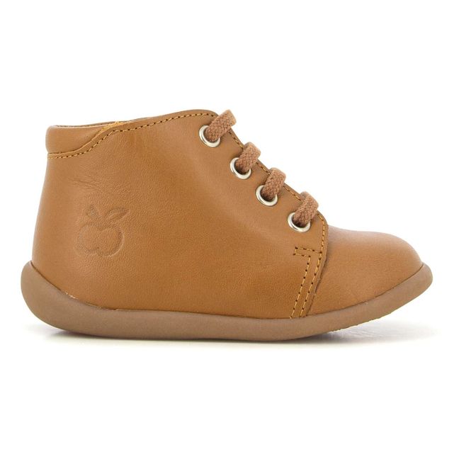 Stand Up Lace-Up Boots Camel