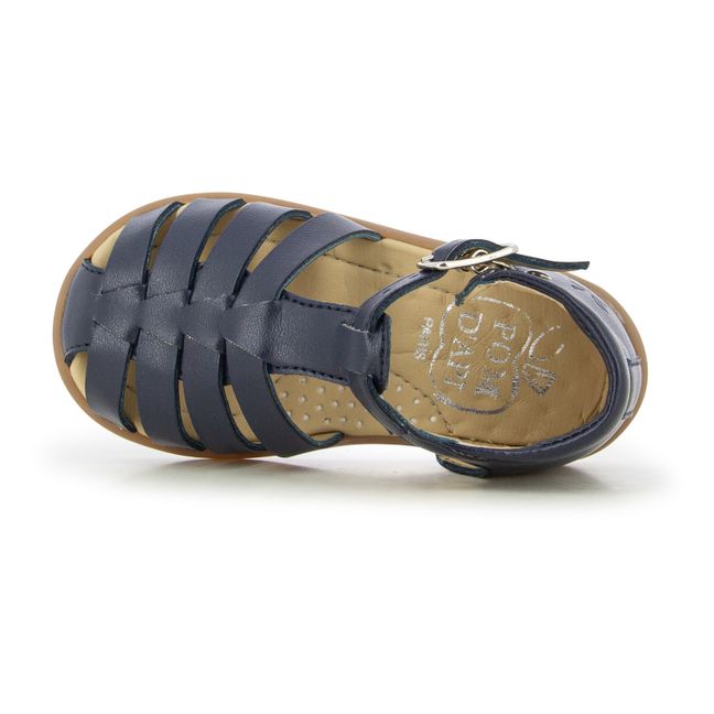 Stand Up Apple Leather Strap Sandals Blu marino
