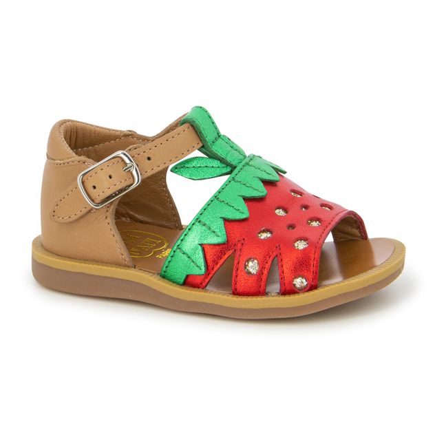 Poppy Berry Sandals Red