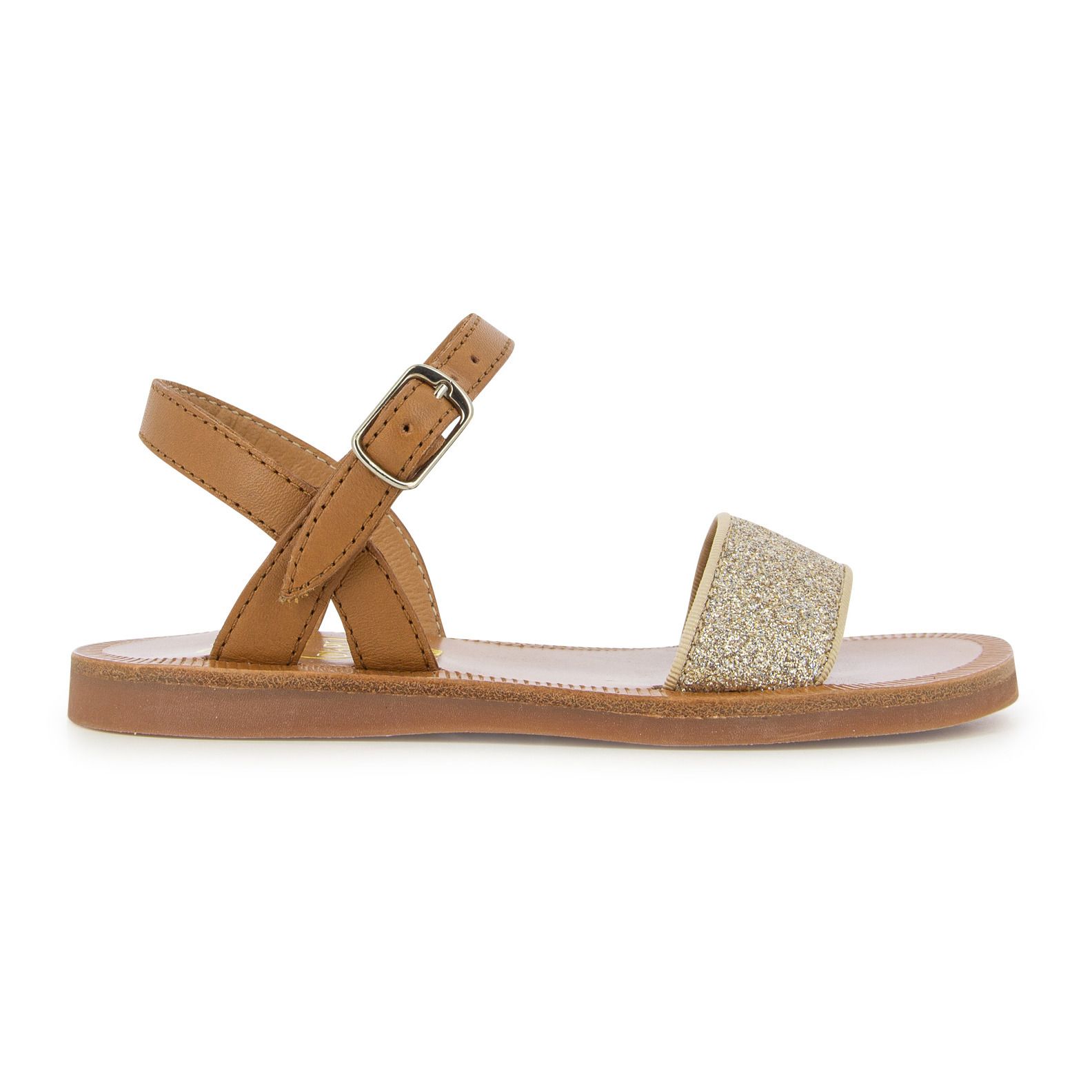 Pom d'Api - Sandales Plagette Buckle - Fille - Doré