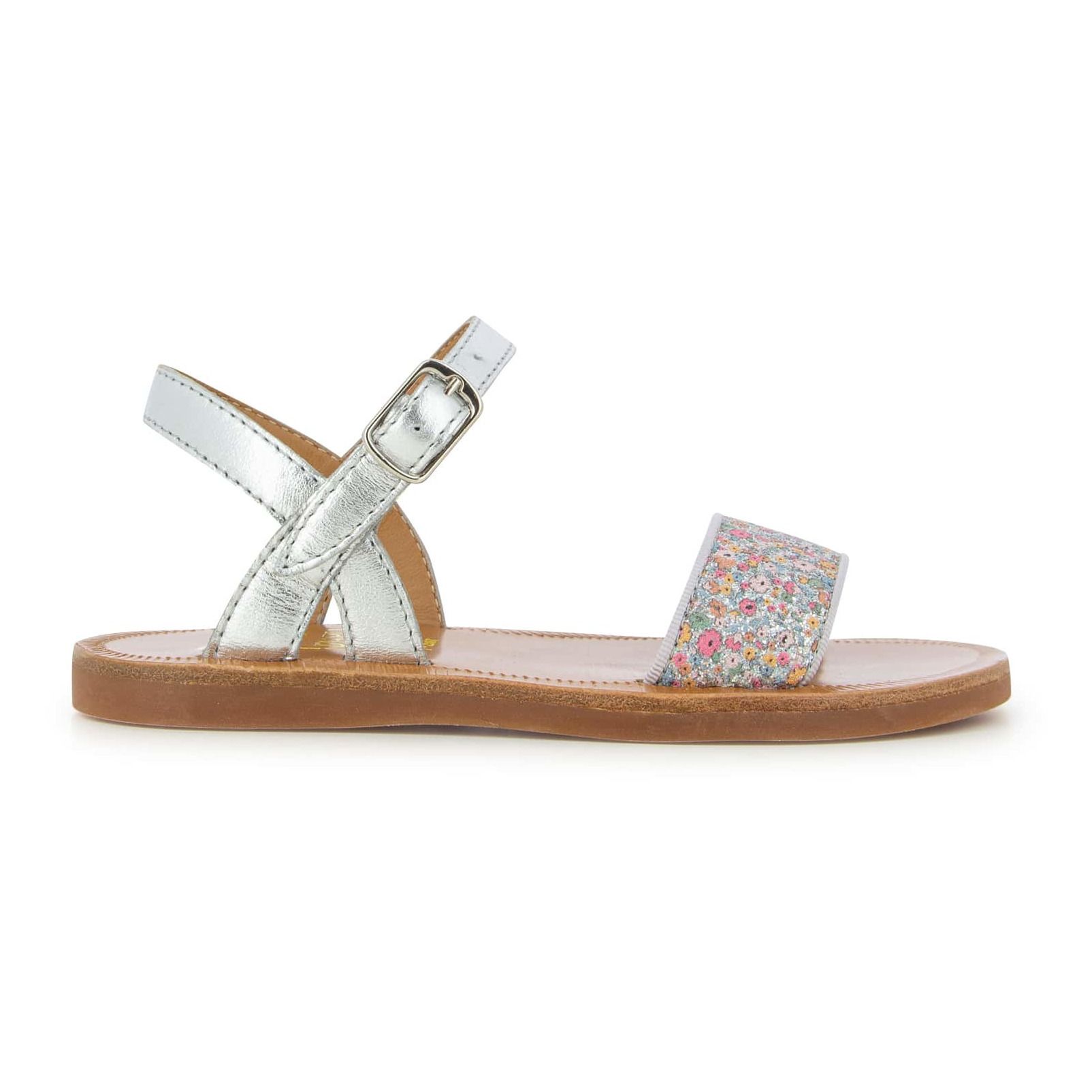 Pom d'Api - Sandales Plagette Buckle - Fille - Argenté
