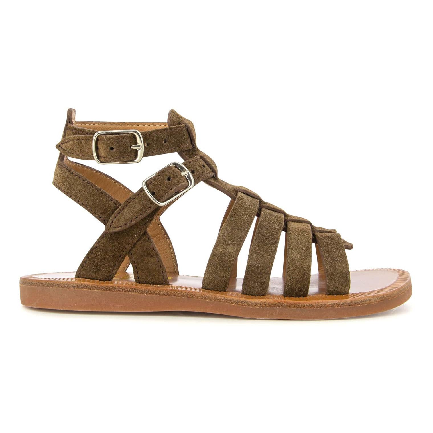 Pom d'Api - Sandales Plagette Gladiator - Fille - Marron