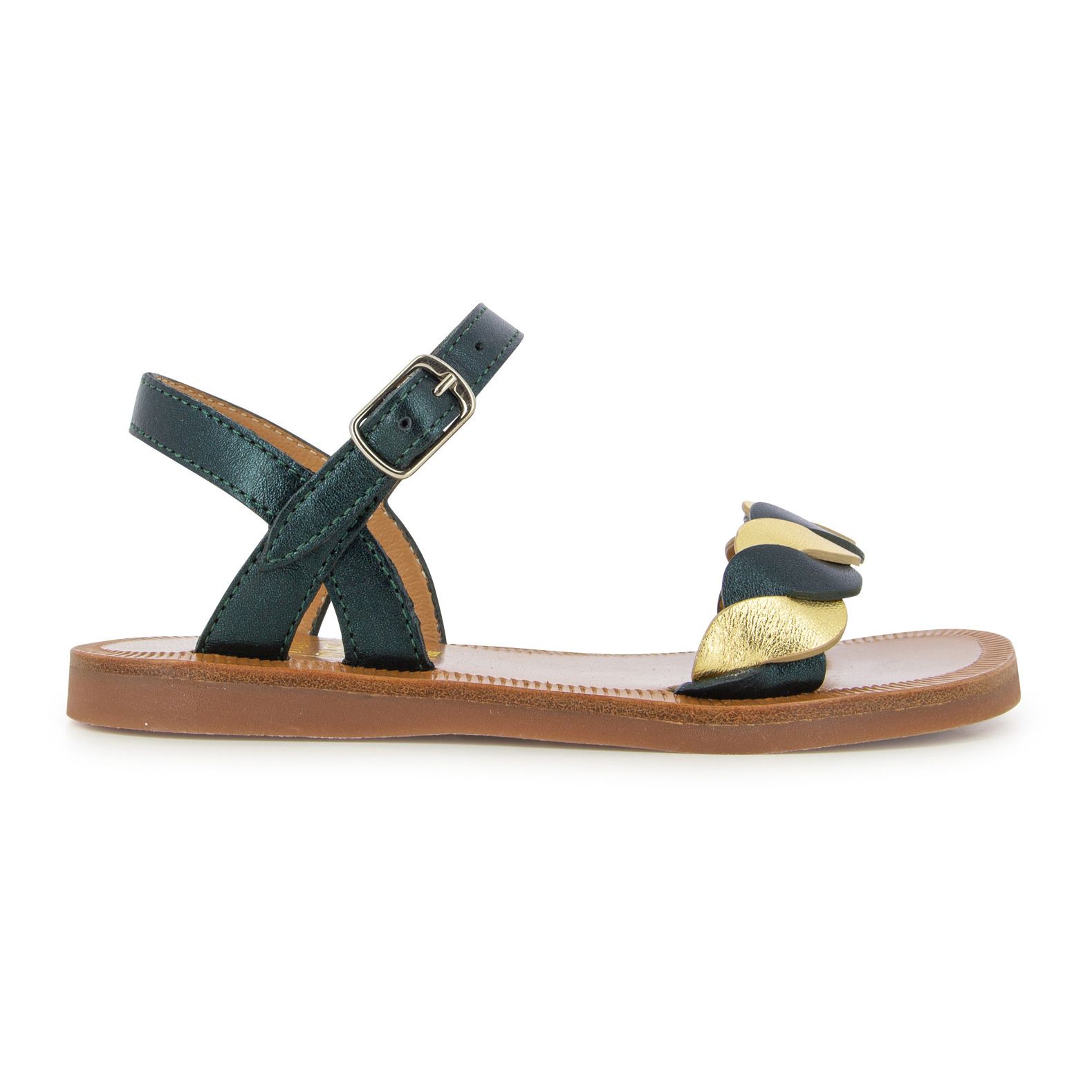 Pom d'Api - Sandales Plagette Twist - Fille - Vert foncé