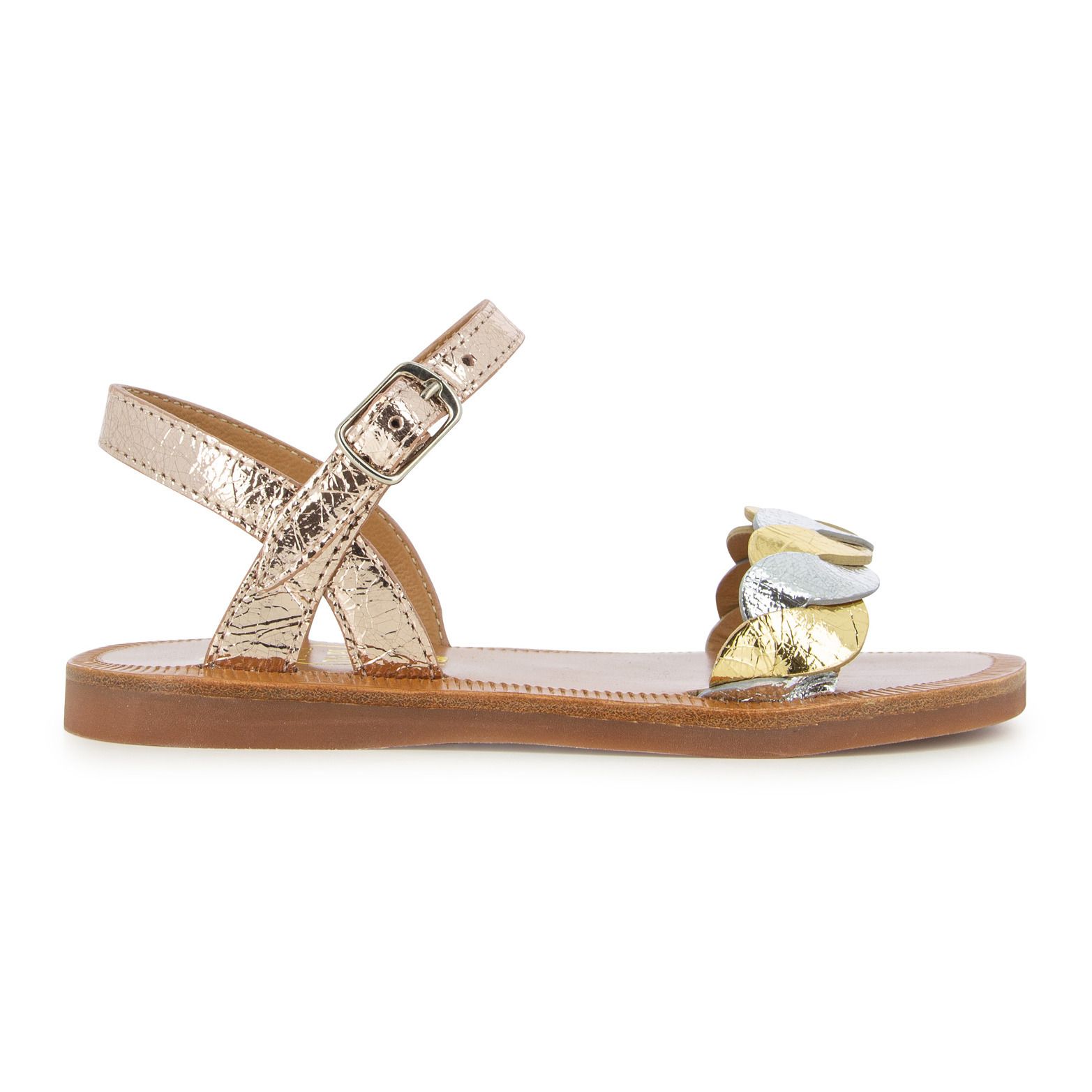 Pom d'Api - Sandales Plagette Twist - Fille - Or rose