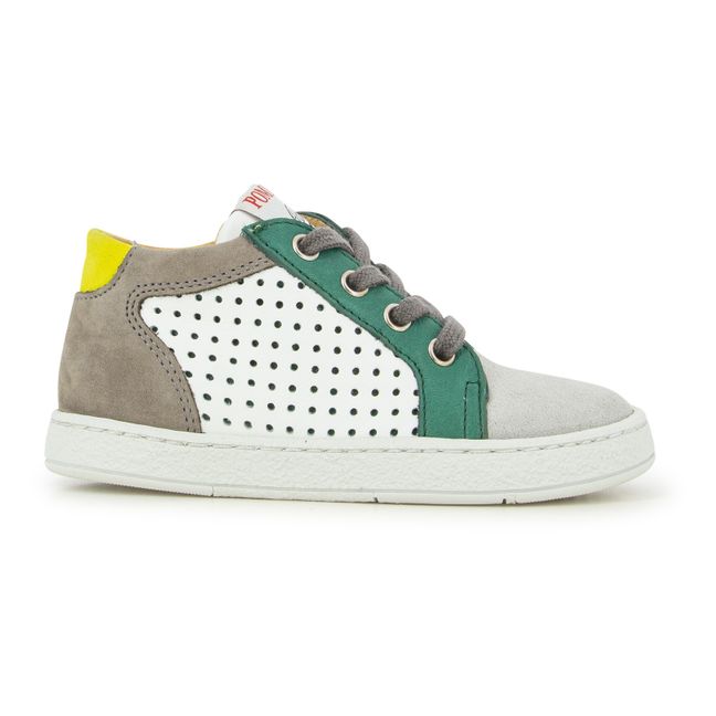 Clay Foam Zip and Lace Sneakers Chrome green