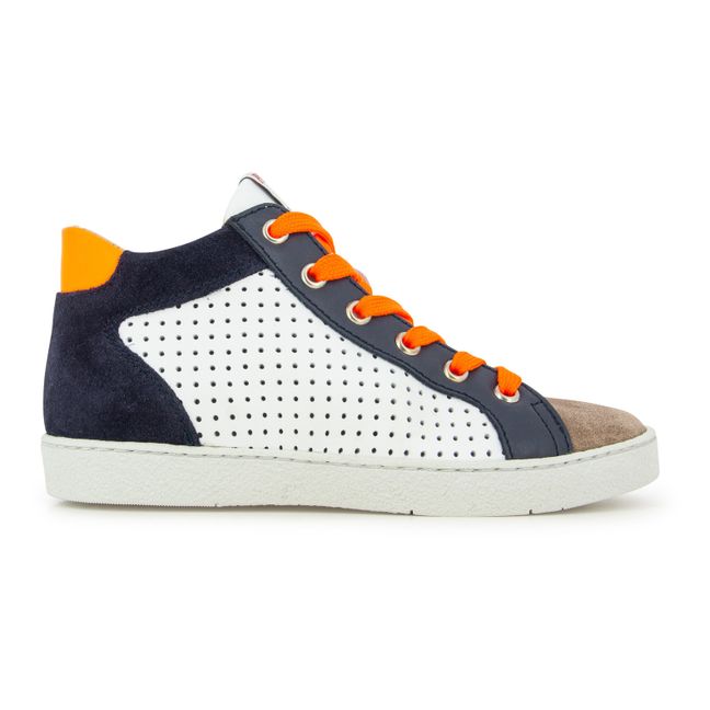 Top Zip and Lace Sneakers Navy blue